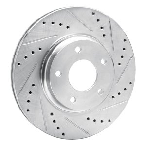 Infiniti I35 Brake Rotor (1) - Front Right - R1 Concepts - Drilled & Slotted - Silver - `02-`06